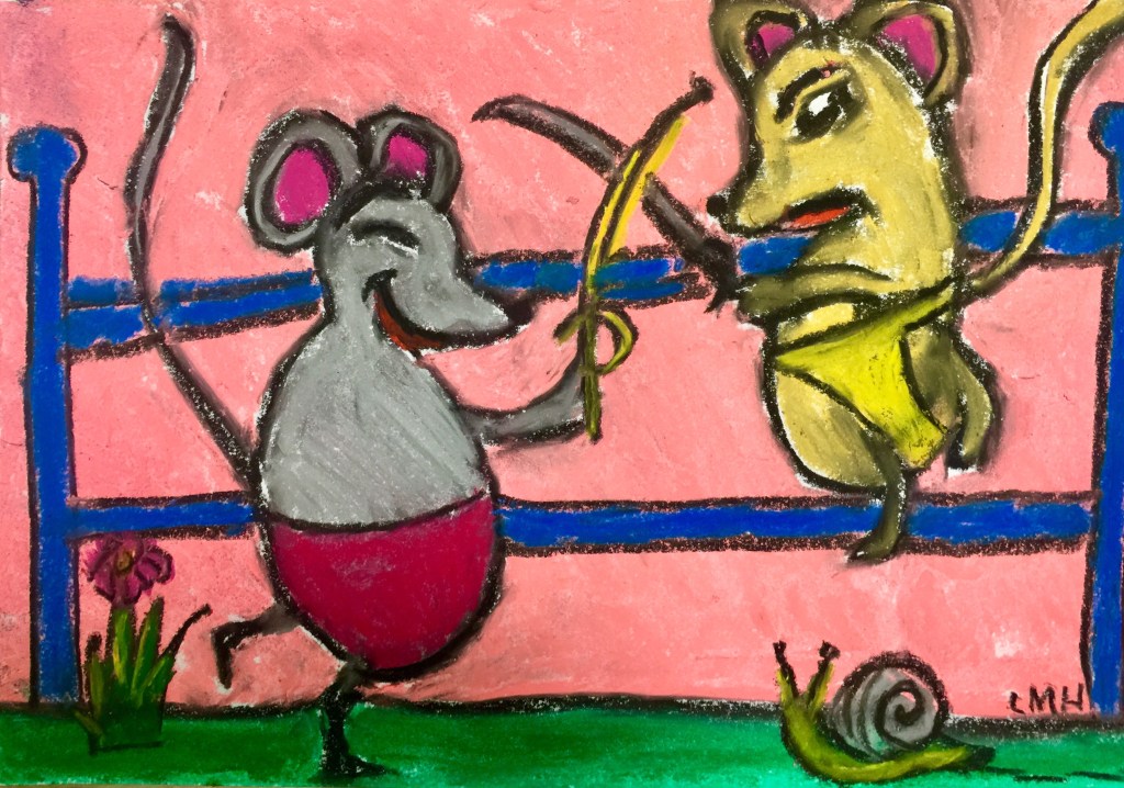 Poem and Drawing: Two Sword Playing Mice –&nbsp;27/07/19